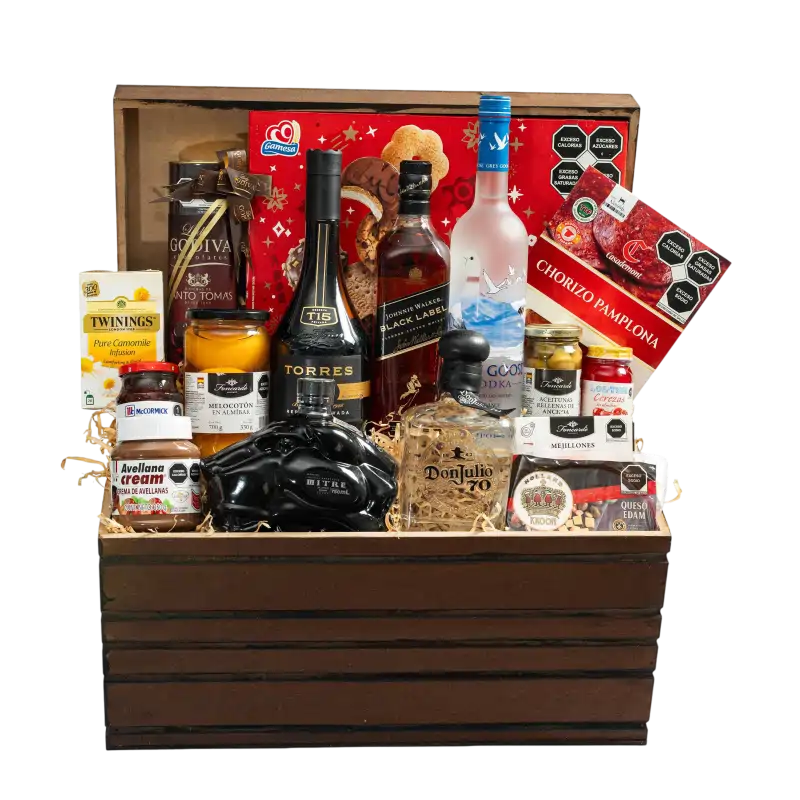 Arcón Navideño para Regalar Gourmet con Vino