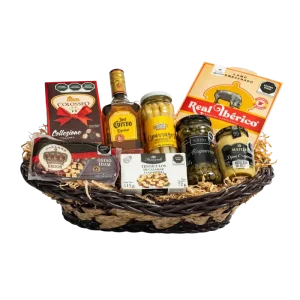 Canasta Navideña Sencilla Gourmet con Vino